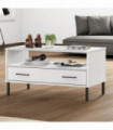 Coffee Table with Metal Legs White 85x50x45cm Solid Wood OSLO