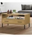 Coffee Table with Metal Legs Brown 85x50x45cm Solid Wood OSLO