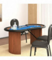 10-Player Poker Table with Chip Tray Blue 160x80x75 cm