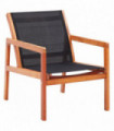 Garden Lounge Chair Black Solid Eucalyptus Wood and Textilene