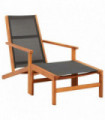 Garden Chair with Footrest Solid Eucalyptus Wood and Textilene