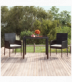 Garden Table with Glass Top Black 90x90x75 cm Poly Rattan