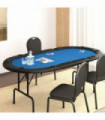 10-Player Folding Poker Table Blue 206x106x75 cm