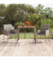 Garden Table with Wooden Top Grey 90x90x75 cm Poly Rattan