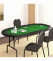 10-Player Folding Poker Table Green 206x106x75 cm