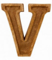 Hand Carved Wooden Embossed Letter V