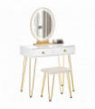 Dressing Table Set With LED Mirror & Stool 2 Drawers Makeup Desk