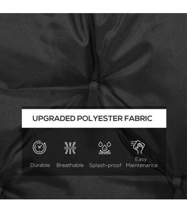 3 Seater Garden Bench Cushion Outdoor Seat Pad with Ties Black