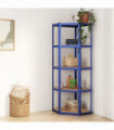 5-Layer Corner Shelf Blue Steel&Engineered Wood