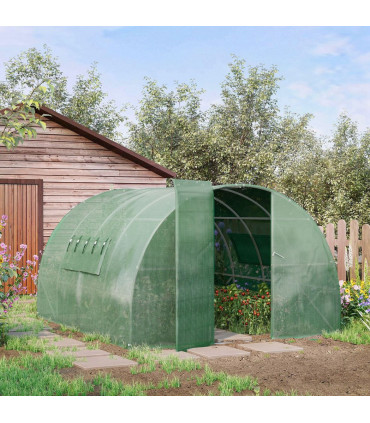 4 x 3M Walk-in Garden Polytunnel Greenhouse Galvanised Steel W/ Door
