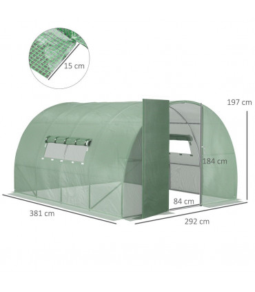 4 x 3M Walk-in Garden Polytunnel Greenhouse Galvanised Steel W/ Door