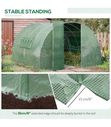 4 x 3M Walk-in Garden Polytunnel Greenhouse Galvanised Steel W/ Door