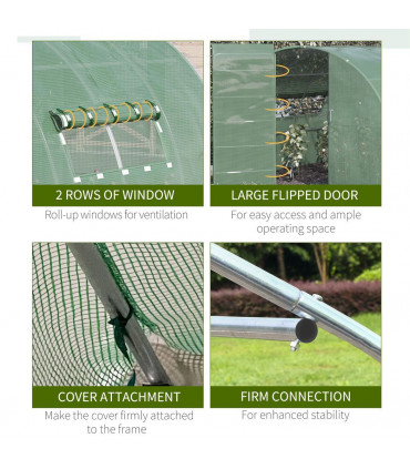 4 x 3M Walk-in Garden Polytunnel Greenhouse Galvanised Steel W/ Door