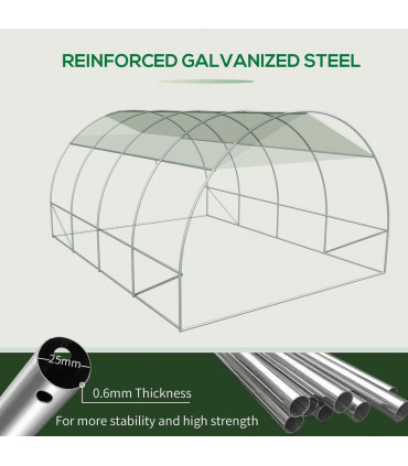 4 x 3M Walk-in Garden Polytunnel Greenhouse Galvanised Steel W/ Door