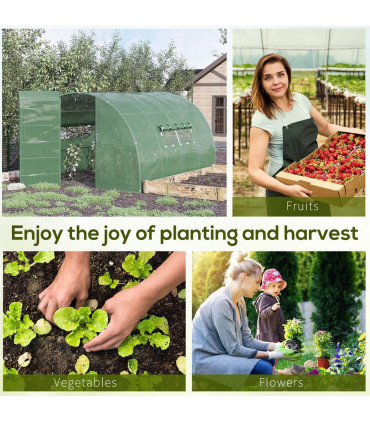 4 x 3M Walk-in Garden Polytunnel Greenhouse Galvanised Steel W/ Door