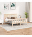 vidaXL Bed Frame with Headboard 150x200 cm King Size Solid Wood Pine