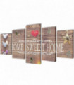 Canvas Wall Print Set Home Sweet Home Design 200 x 100 cm
