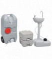 vidaXL Portable Camping Toilet and Handwash Stand Set with Water Tank