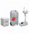 vidaXL Portable Camping Toilet and Handwash Stand Set with Water Tank