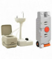 vidaXL Portable Camping Toilet and Handwash Stand Set with Water Tank