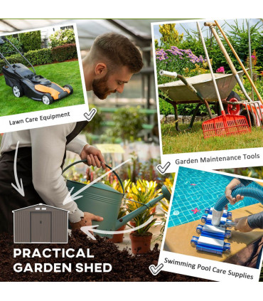 9 X 6FT Outdoor Storage Garden Shed Sliding Door Galvanised Metal Brown