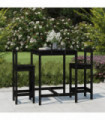 vidaXL 3 Piece Garden Bar Set Black Solid Wood Pine