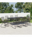 vidaXL 9 Piece Garden Dining Set Black PVC Rattan