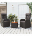 3 Piece Garden Lounge Set Black Poly Rattan&Solid Wood Acacia