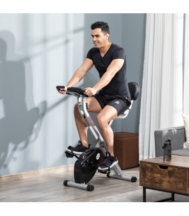 HOMCOM Magnetic Resistance Exercise Bike Foldable LCD Adjustable Seat Grey