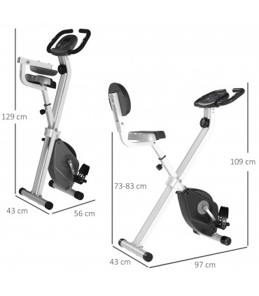 HOMCOM Magnetic Resistance Exercise Bike Foldable LCD Adjustable Seat Grey