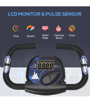 HOMCOM Magnetic Resistance Exercise Bike Foldable LCD Adjustable Seat Grey