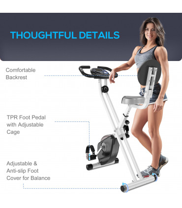 HOMCOM Magnetic Resistance Exercise Bike Foldable LCD Adjustable Seat Grey