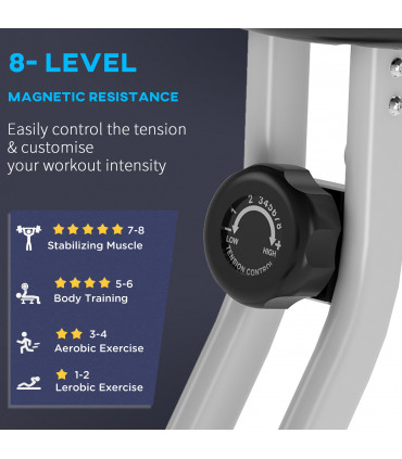 HOMCOM Magnetic Resistance Exercise Bike Foldable LCD Adjustable Seat Grey