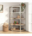 5-Layer Heavy-duty Corner Shelf Silver Steel&Engineered Wood
