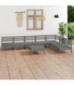 8 Piece Garden Lounge Set Solid Pinewood Grey