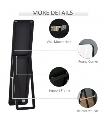 Full Length Mirror Free Standing or Wall Mount Dressing Bedroom Black