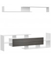 HOMCOM TV Cabinet Unit w/ Wall-Mounted Shelf, Open Shelves White and Grey