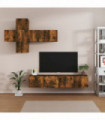 7 Piece TV Cabinet Set Smoked Oak Engineered Wood