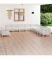 11 Piece Garden Lounge Set Solid Pinewood White