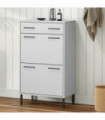 Shoe Rack with Metal Legs White Solid Wood Pine OSLO