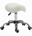Saddle Stool Hydraulic Rolling Faux Leather Height Adjust Mobility Chair Cream