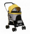 PawHut 3 In 1 Pet Stroller, Detachable Dog Cat Travel Carriage - Yellow