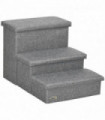 PawHut 3 Step Dog Steps with Storage Boxes, Cat Stairs for Bed Sofa, Light Grey