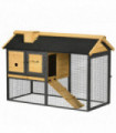 PawHut Rabbit Hutch Outdoor Bunny Cage w/ Run, Removable Tray 120 x 55.5 x 80cm