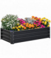 Raised Garden Bed Steel Planter Growing Box for Vegetables Flowers Grey