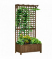 Wooden Trellis Planter with Drain Holes, Privacy Screen Raised Beds for Garden