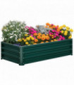 Raised Garden Bed Steel Planter Growing Box for Vegetables Flowers Green