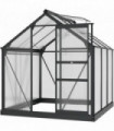 Polycarbonate Walk-In Garden Greenhouse Aluminium Frame w/ Slide Door 6 x 6ft