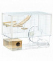 PawHut Hamster Cage, Gerbilarium Cage w/ Deep Bottom, Ramp, Exercise Wheel