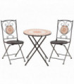 Outsunny 3-Piece Outdoor Bistro Set w/ Mosaic Round Table and 2 Armless Chairs